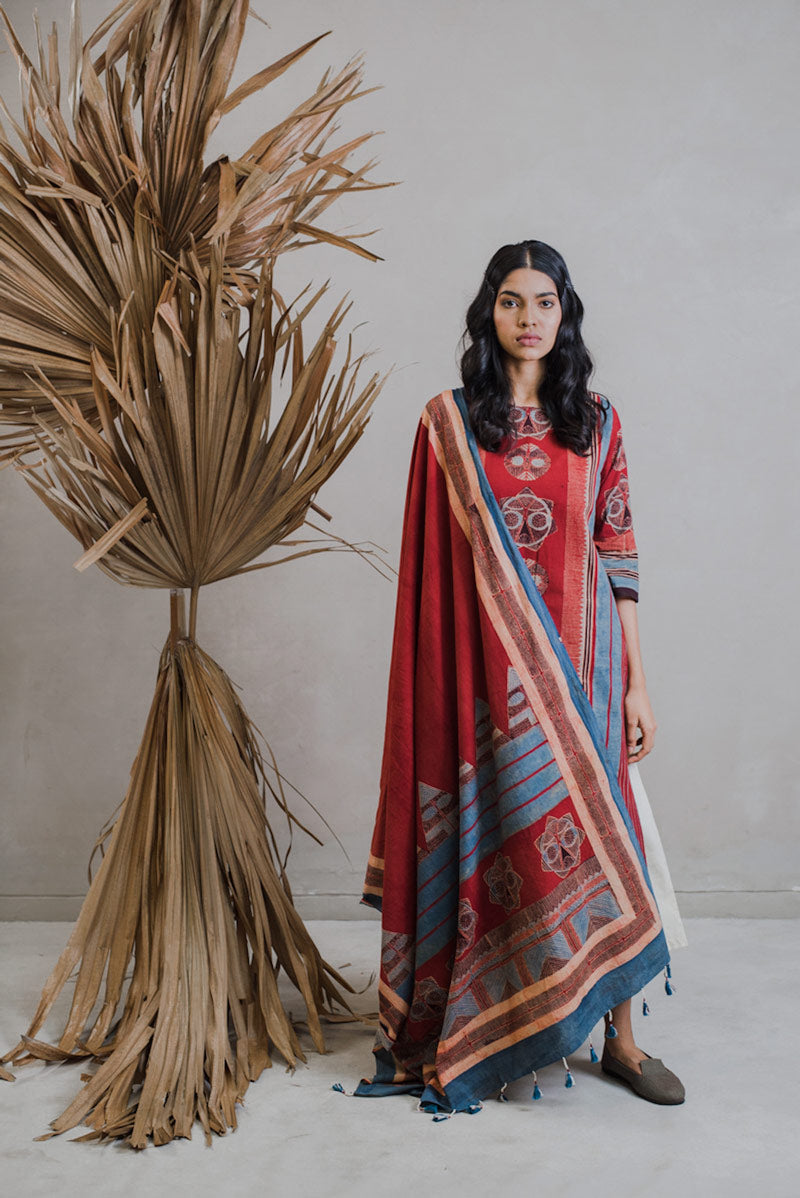 Co-ord Set of Kurta-Culotte-Dupatta - Sura 05