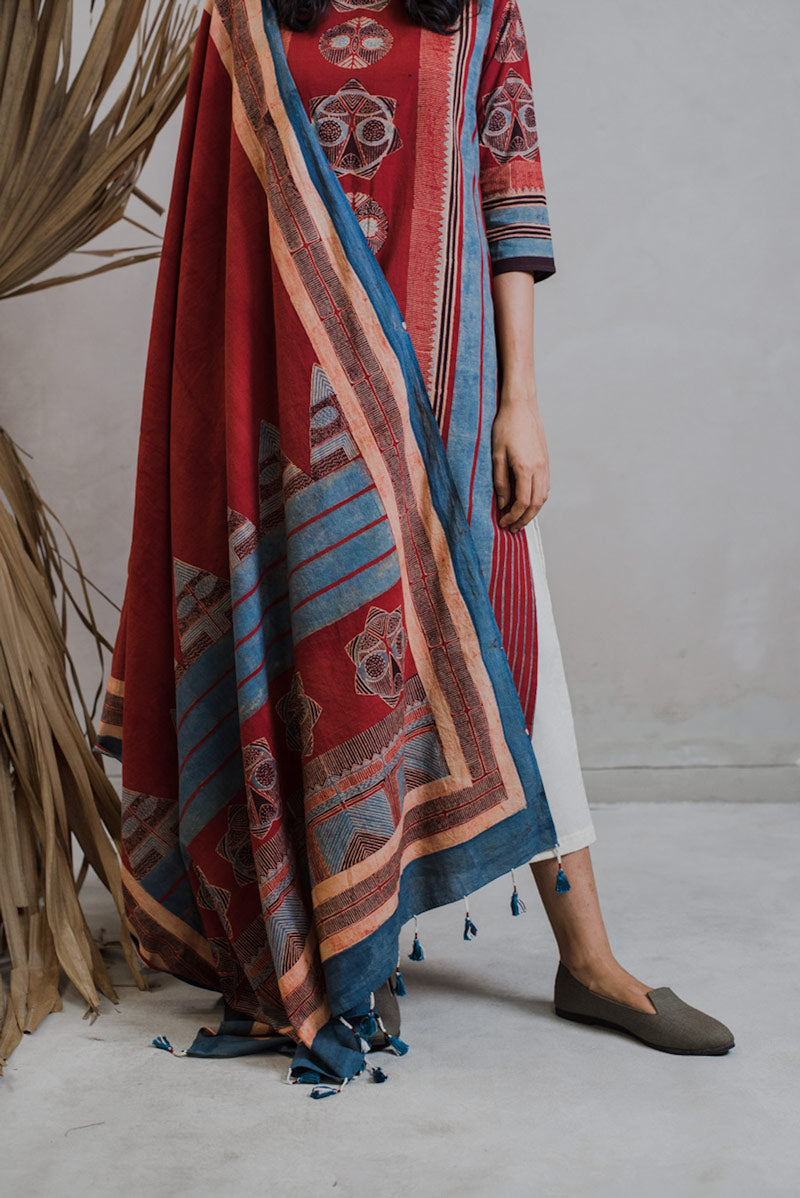 Co-ord Set of Kurta-Culotte-Dupatta - Sura 05