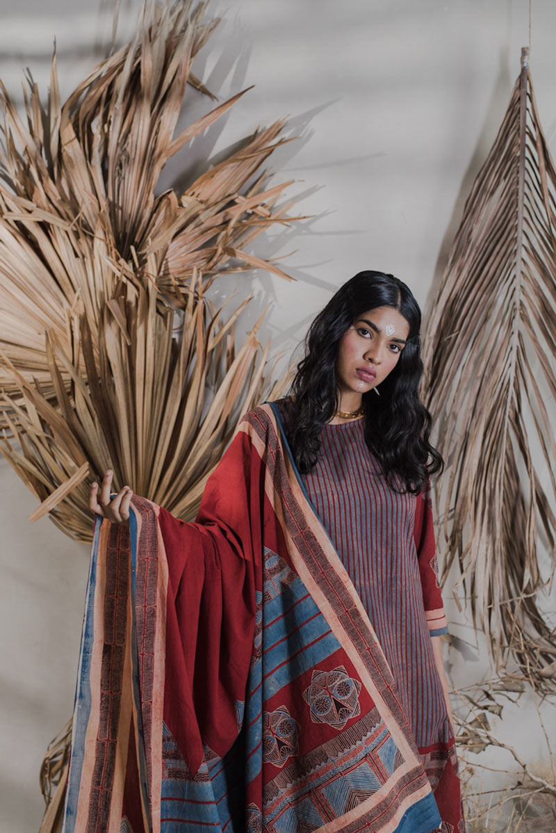 Co-ord Set of 3 - Kurta, Culotte & Dupatta - Sura 02