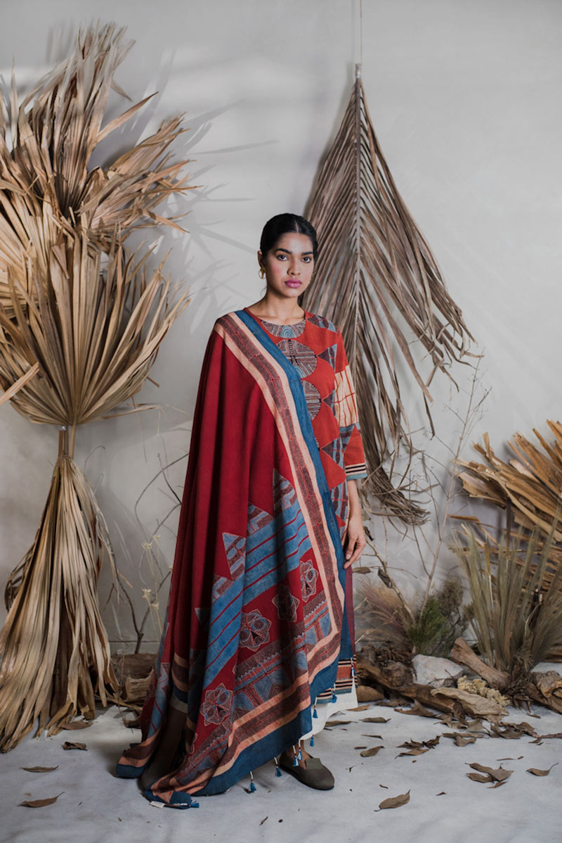 Co-ord Set of Kurta-Culotte-Dupatta - Sura 08