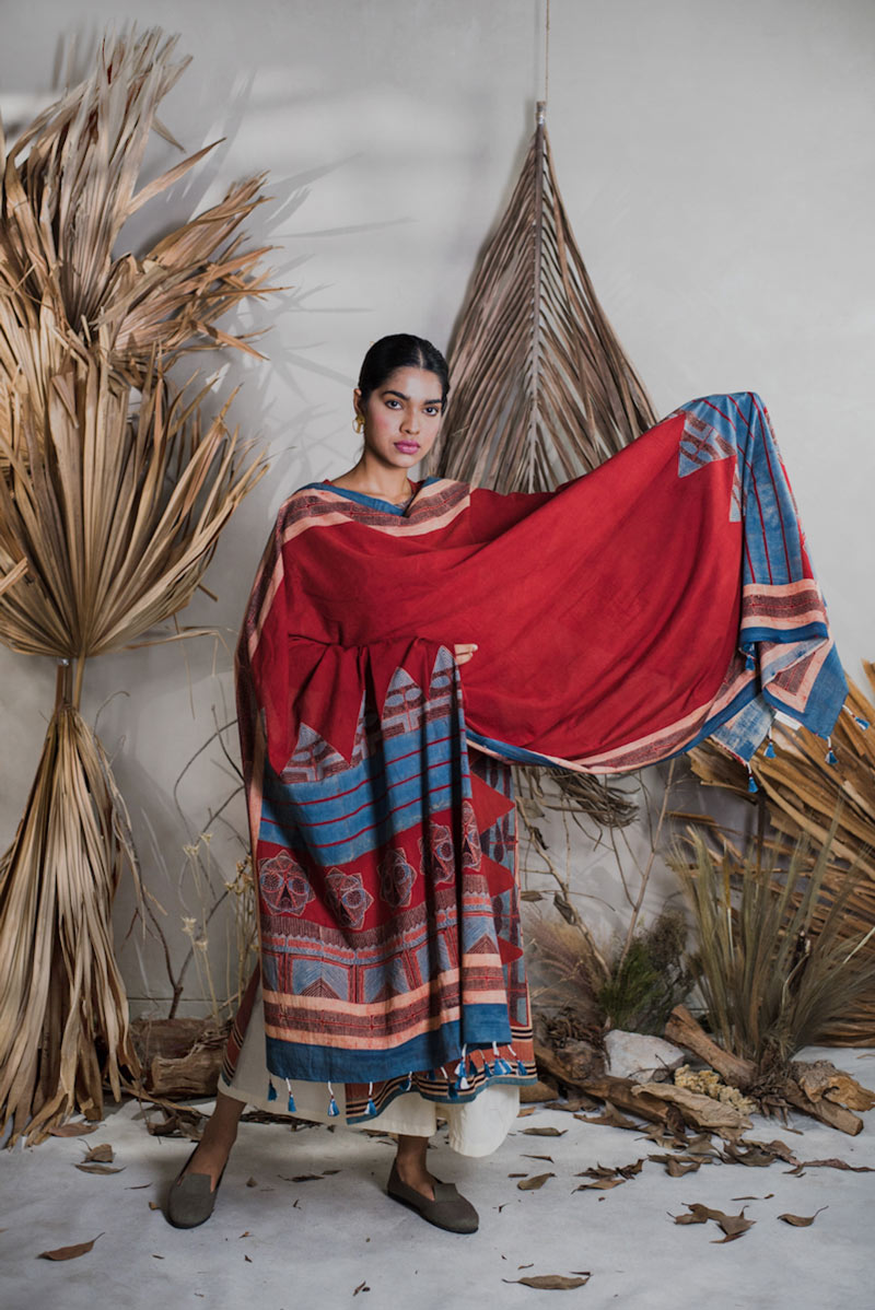 Co-ord Set of Kurta-Culotte-Dupatta - Sura 08