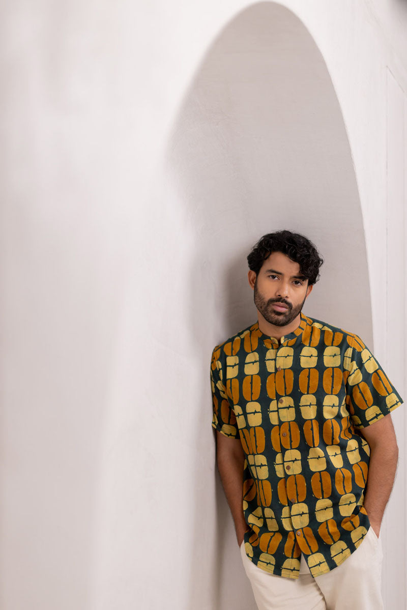 Mandarin Collar Half Sleeve Shirt - 08