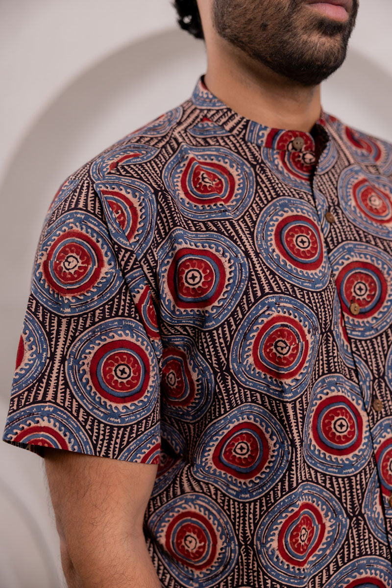 Mandarin Collar Half Sleeve Shirt - 06