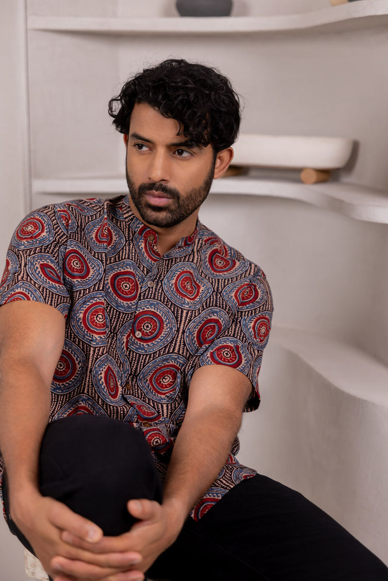 Mandarin Collar Half Sleeve Shirt - 06