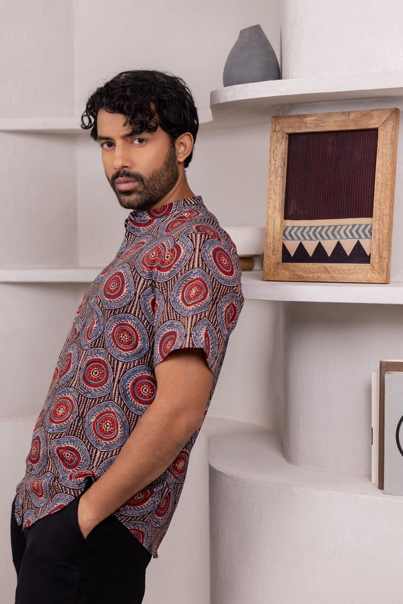 Mandarin Collar Half Sleeve Shirt - 06