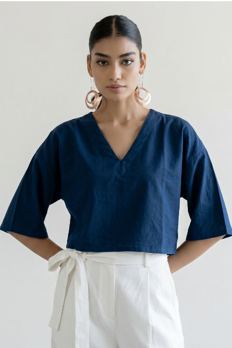 Basic Top - Indigo V Neck