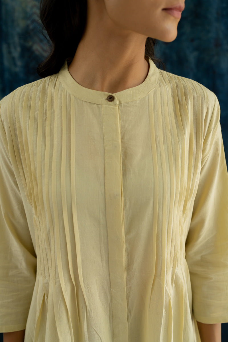 Pintuck Kurta - Plain Natural White