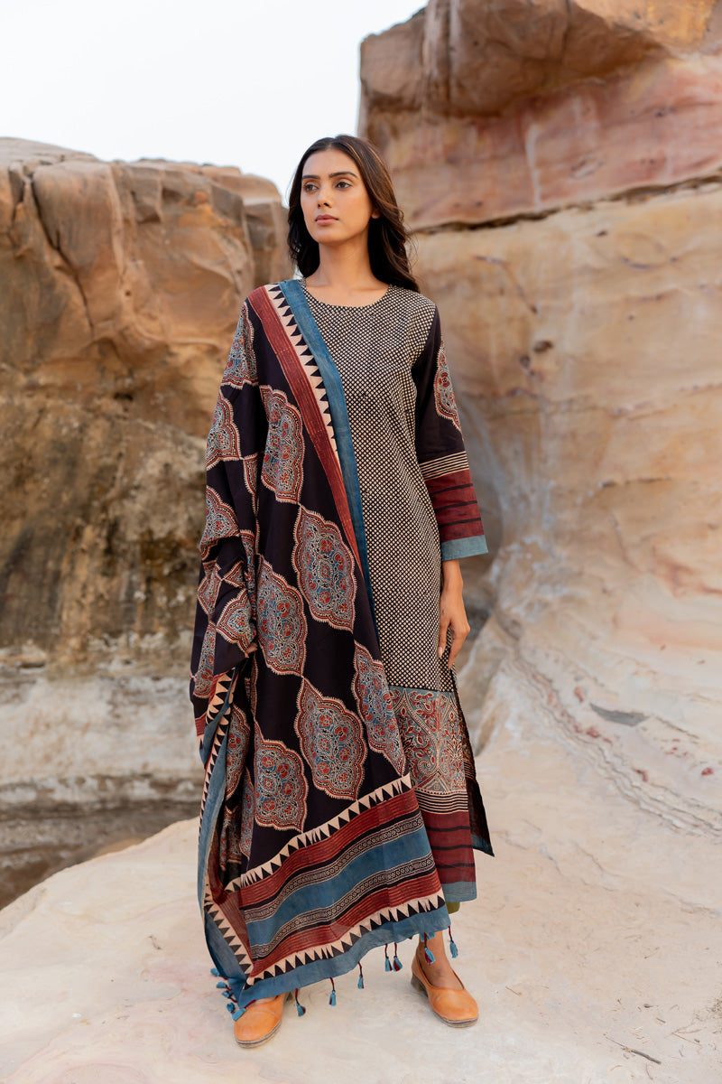Set of 3 - Kurta, Dupatta, Culottes - Reva