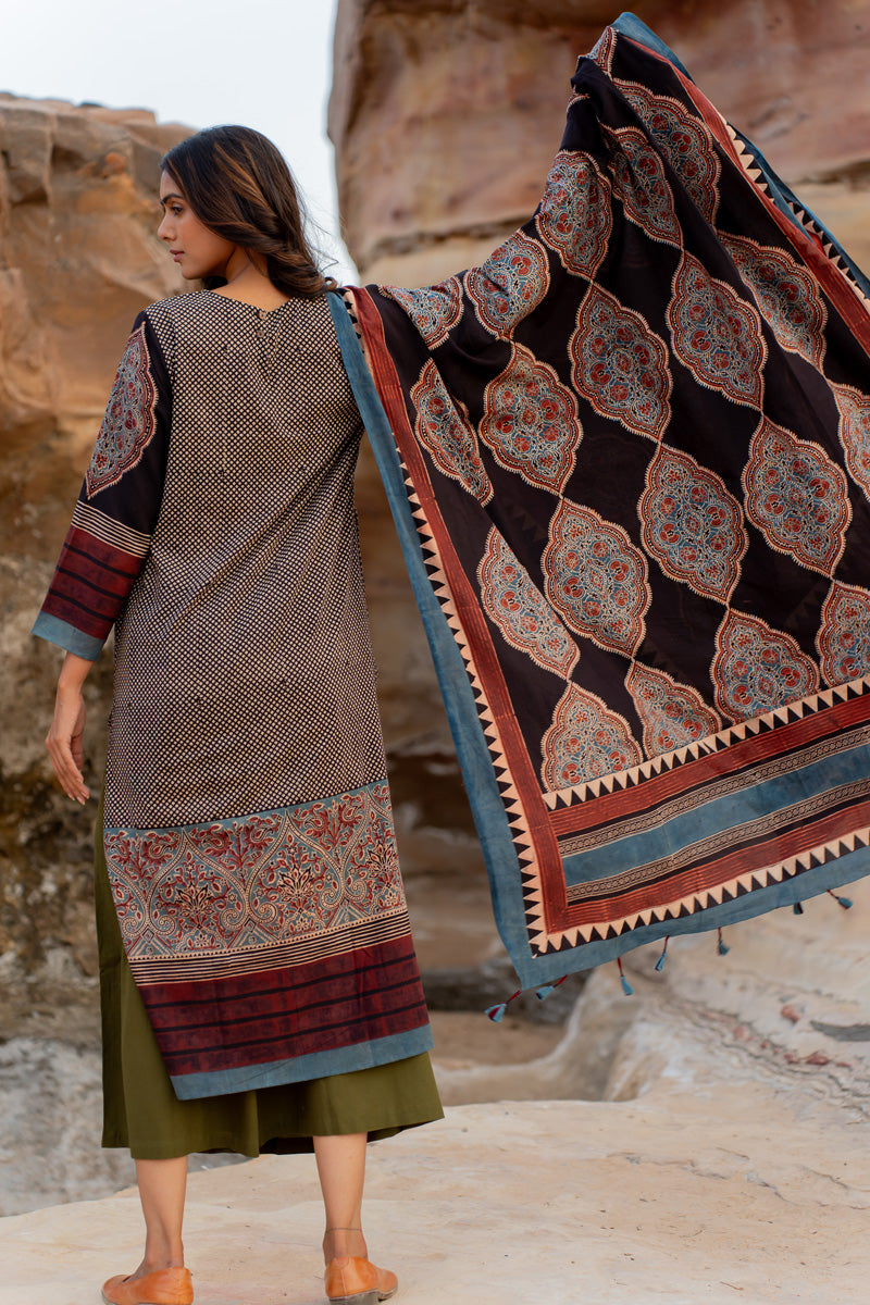 Set of 3 - Kurta, Dupatta, Culottes - Reva