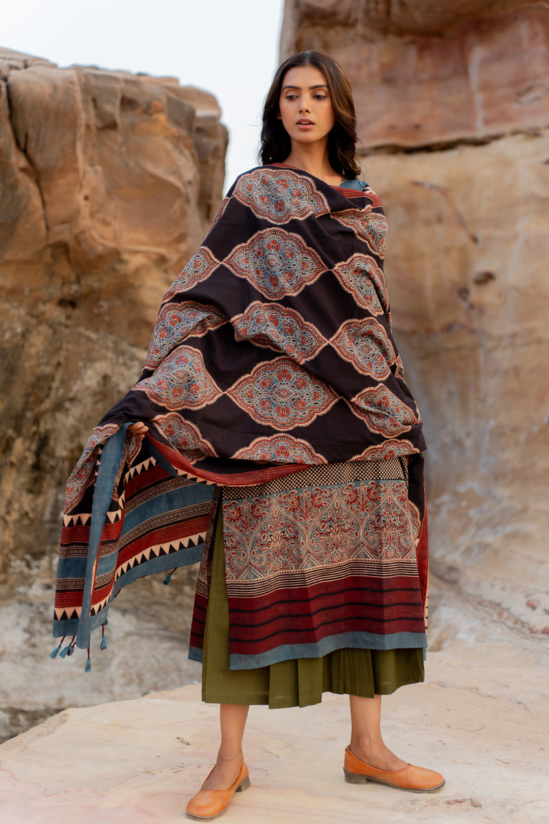 Set of 3 - Kurta, Dupatta, Culottes - Reva