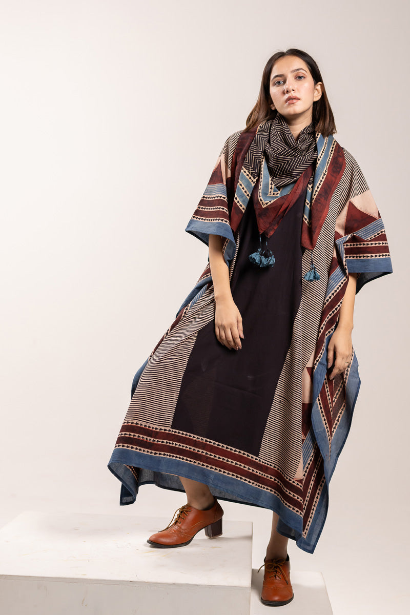 Set of 2 - Kaftan & Scarf - Black Pyramid