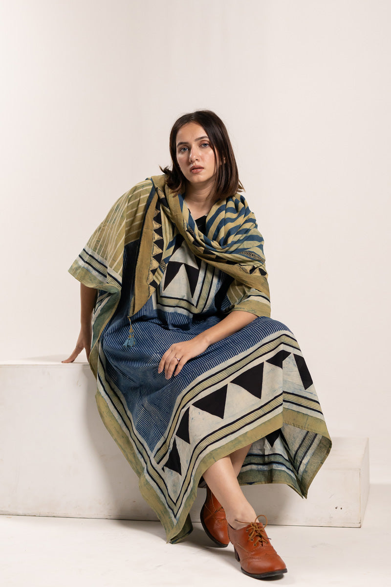 Set of 2 - Kaftan & Scarf - Aabaan 09