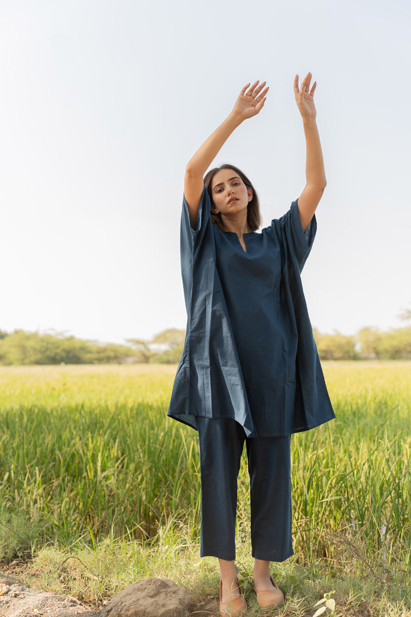 Co-ord Set of 2 - Indigo Kaftan Top & Pant