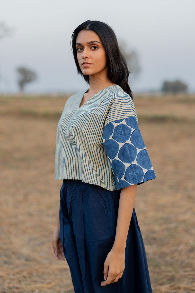 Basic Top - Indigo Stripes & Polka