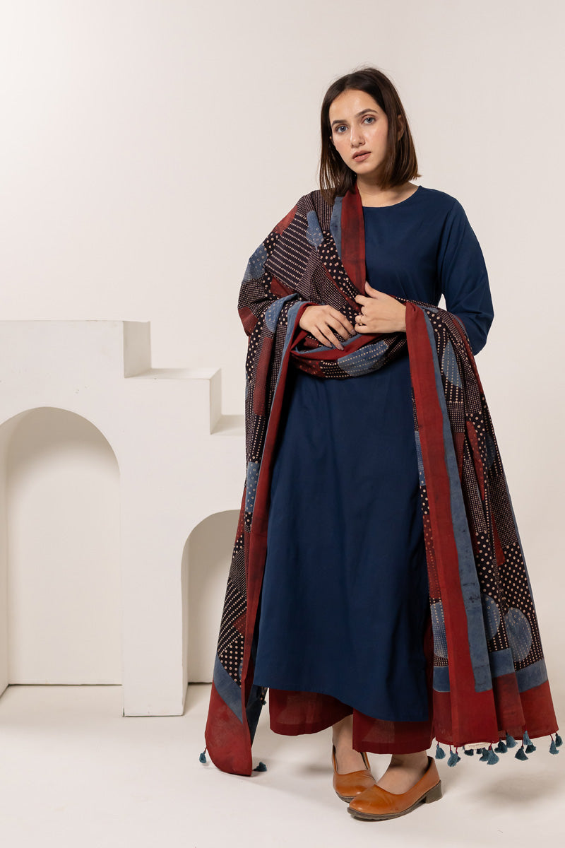 Cotton Dupatta - Polkas & Dots Black