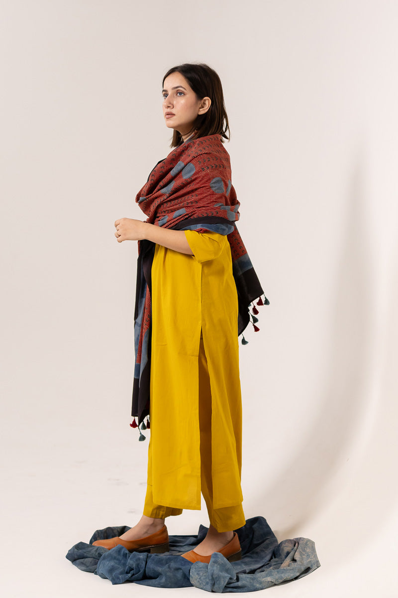 Cotton Dupatta - Polkas & Dots Red