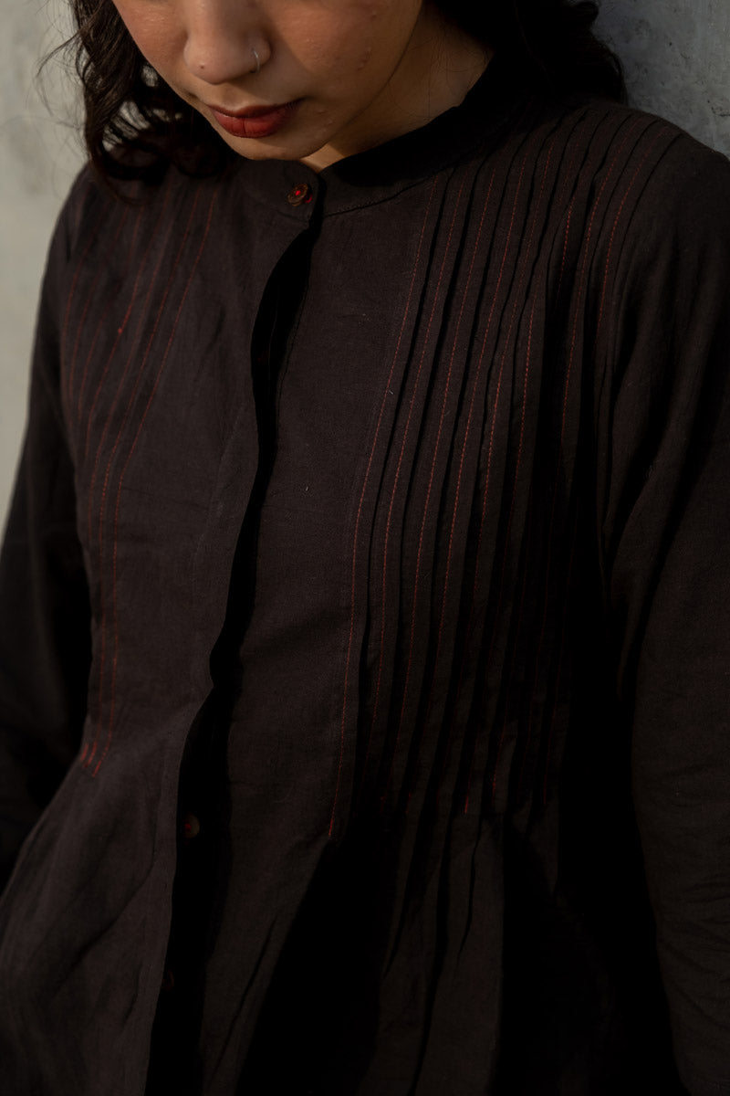Pintuck Kurta - Black