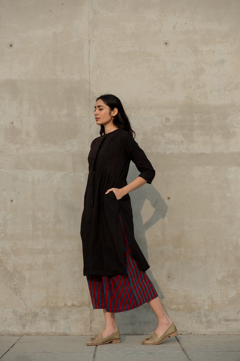 Co-ord Set of 2 - Black Pintuck Kurta & Culotte