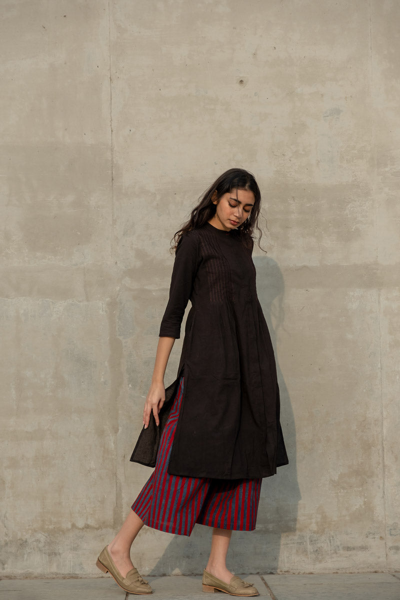 Pintuck Kurta - Black