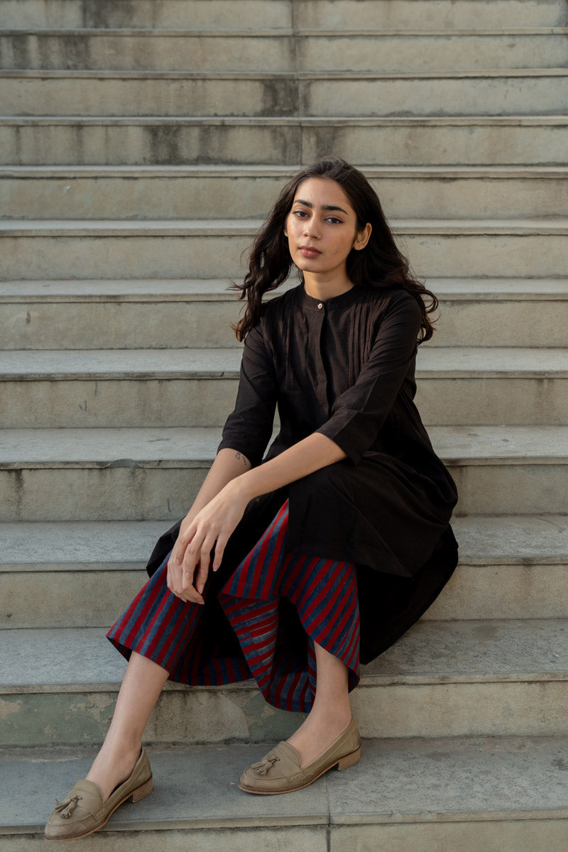 Co-ord Set of 2 - Black Pintuck Kurta & Culotte