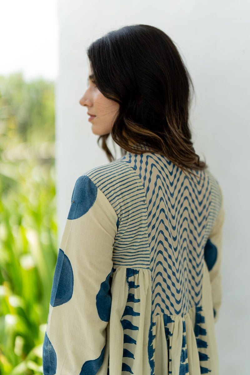 Amra Side Pleat Kurta - Indigo