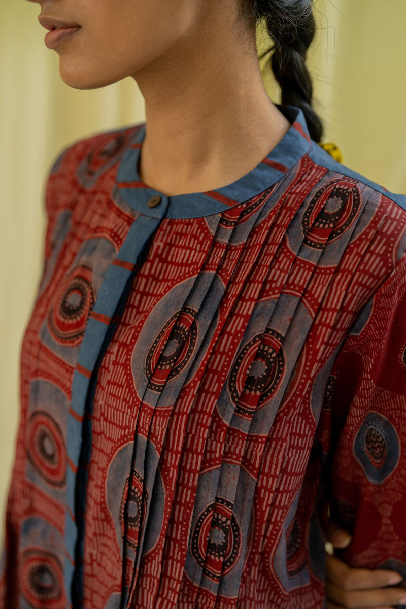 Pintuck Kurta - Burgundy Raga