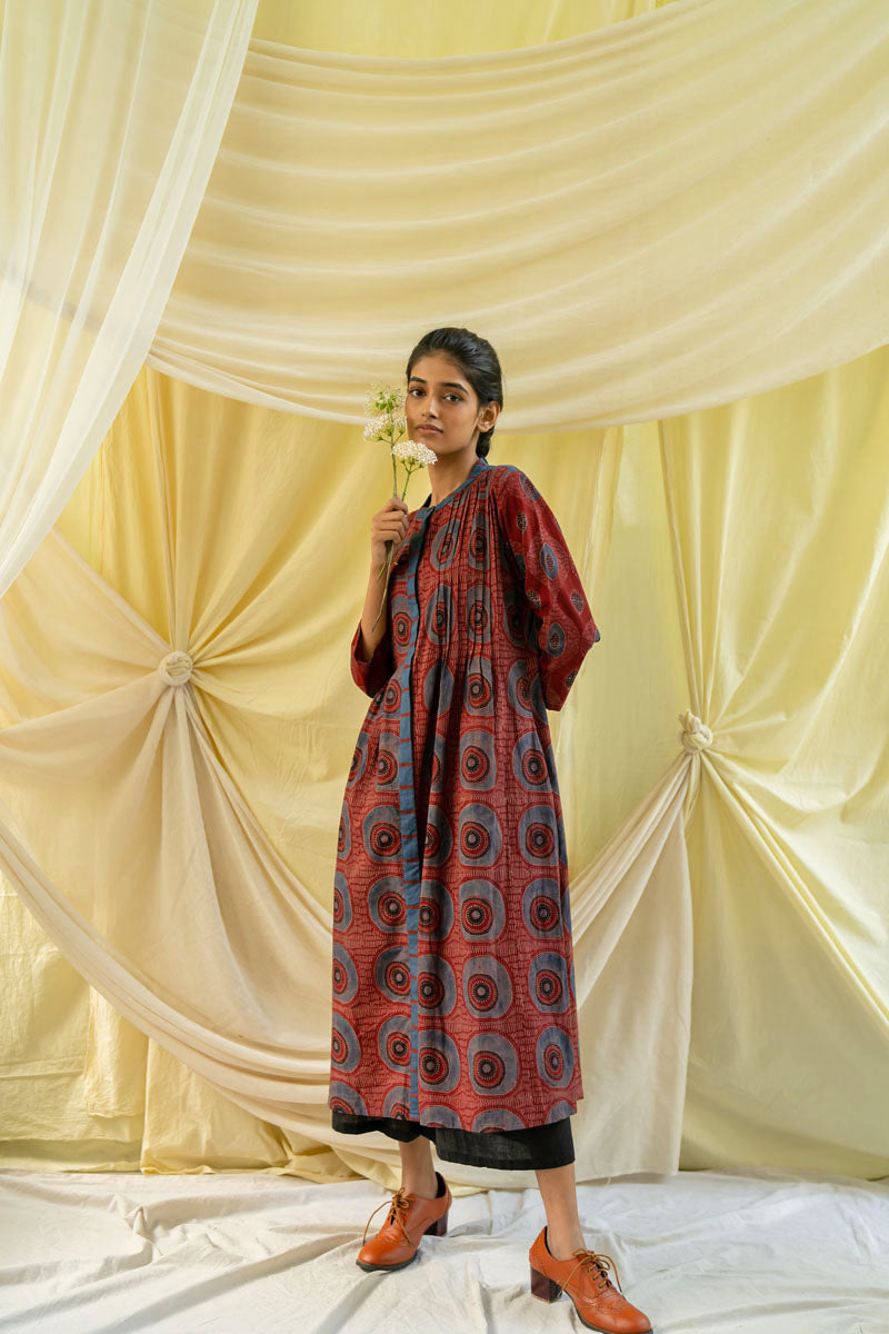 Pintuck Kurta - Burgundy Raga