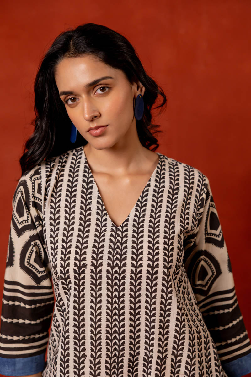 V Neck A Line Kurta - Aya