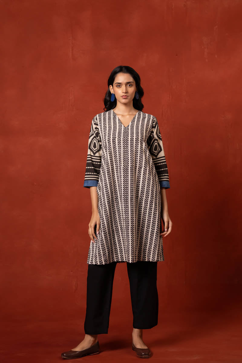 V Neck A Line Kurta - Aya
