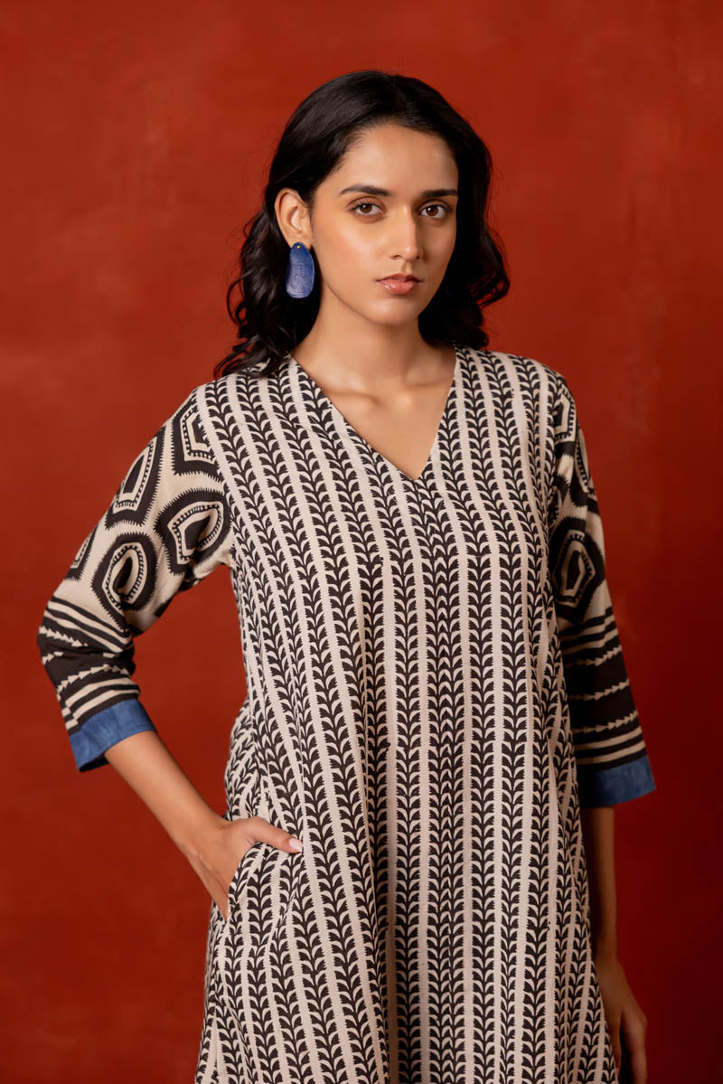 V Neck A Line Kurta - Aya