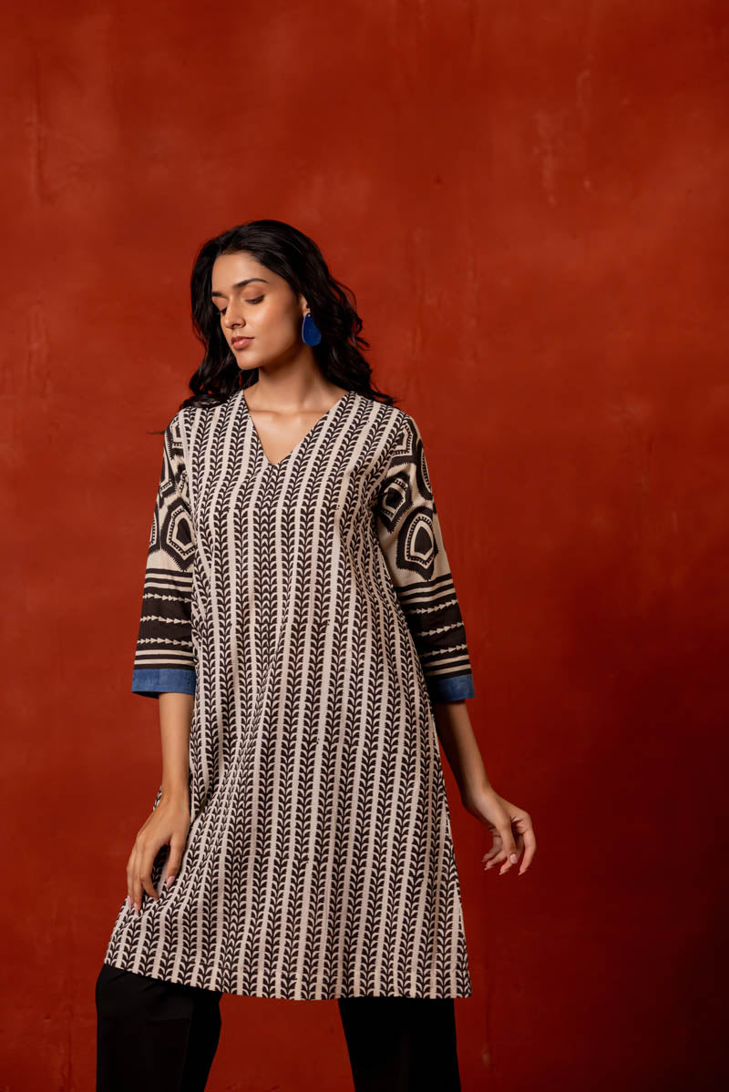 V Neck A Line Kurta - Aya