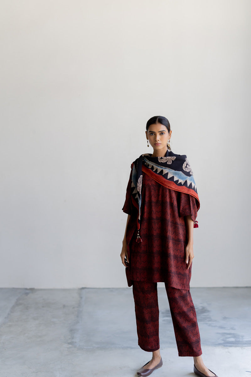 Set of 3 - Kaftan Top, Scarf & Pant - Nira 04