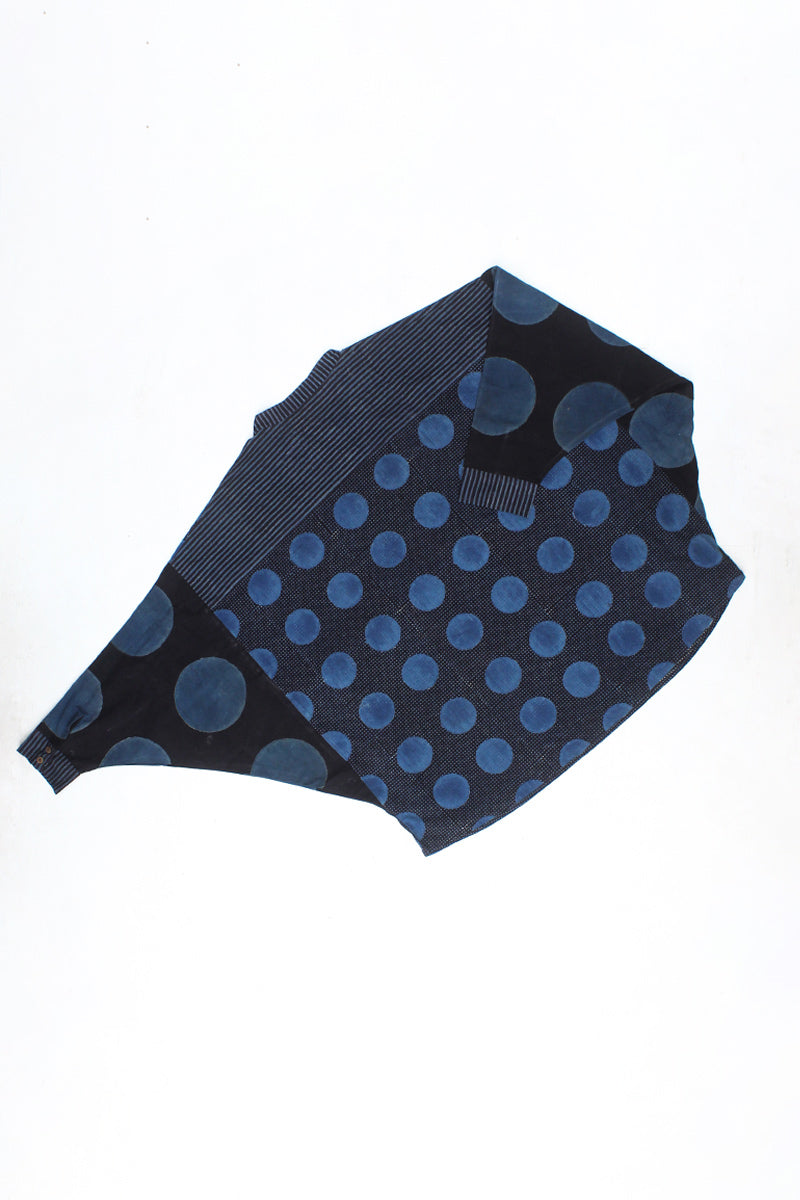 Unisex Anti Fit Shirt - Black & Indigo Dots