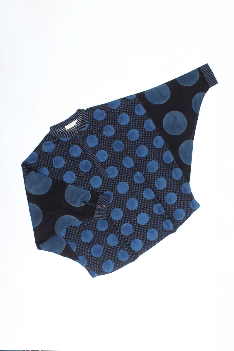 Unisex Anti Fit Shirt - Black & Indigo Dots