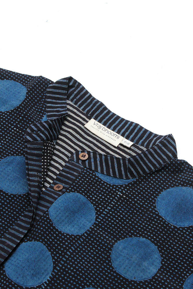 Unisex Anti Fit Shirt - Black & Indigo Dots