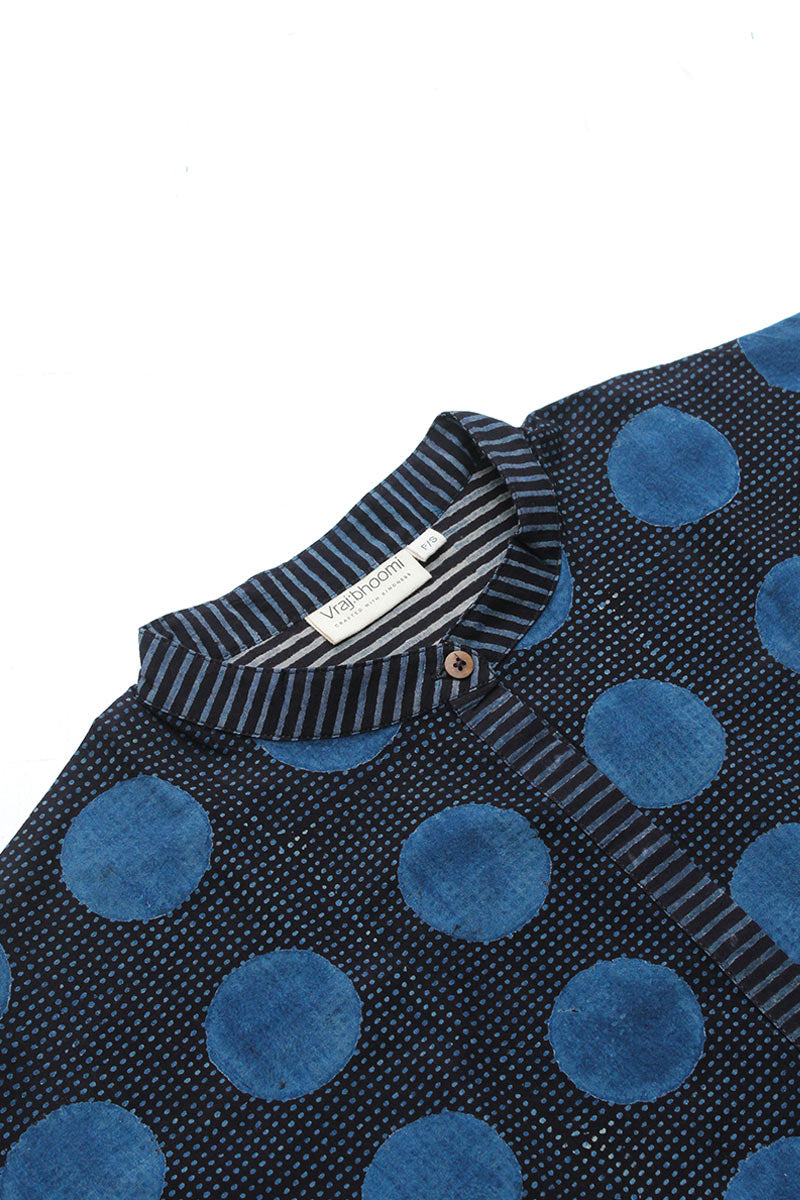 Unisex Anti Fit Shirt - Black & Indigo Dots