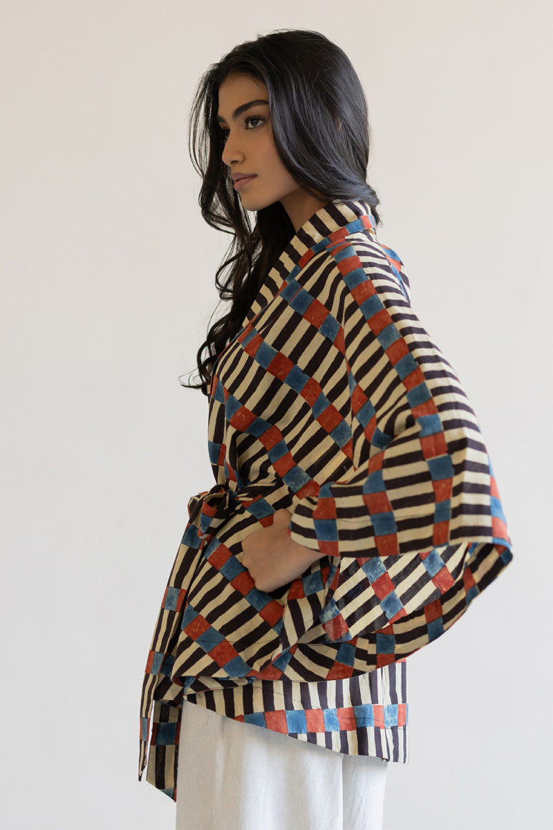 Kimono Overlay - Cut stripes