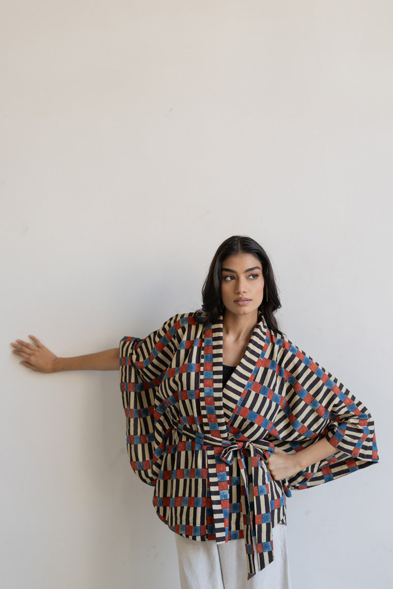 Kimono Overlay - Cut stripes