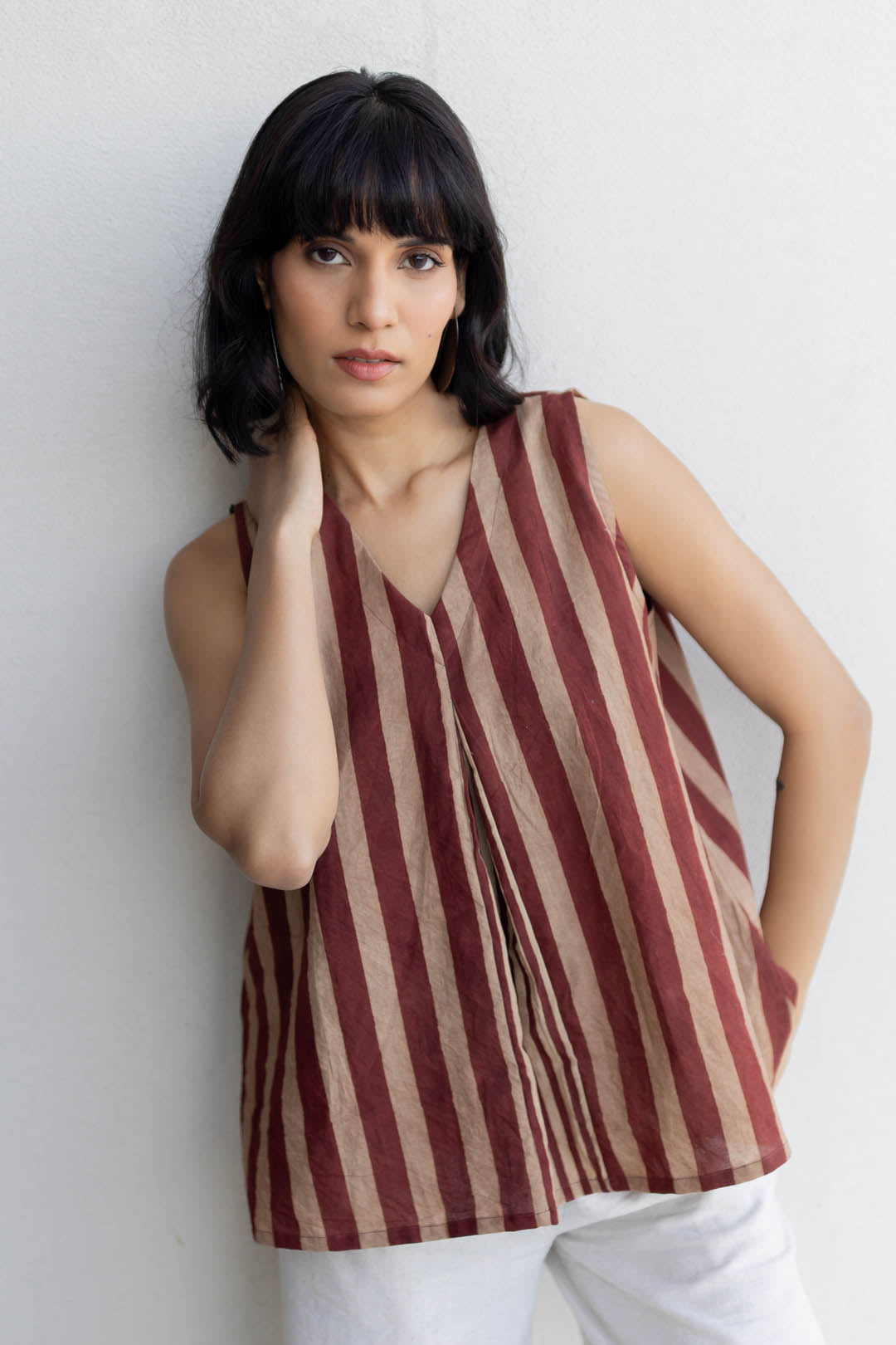 Tara Top - Maroon meadow