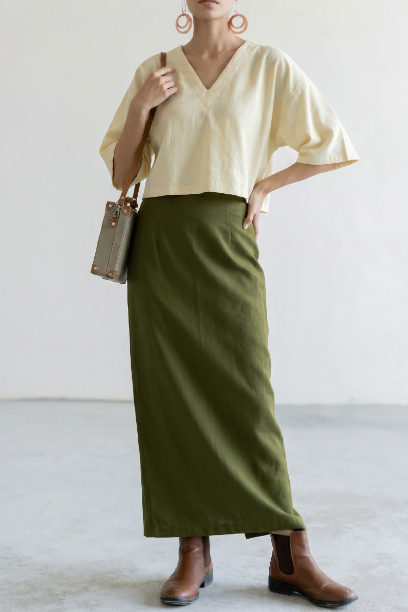 Wrap Skirt - Plain Olive