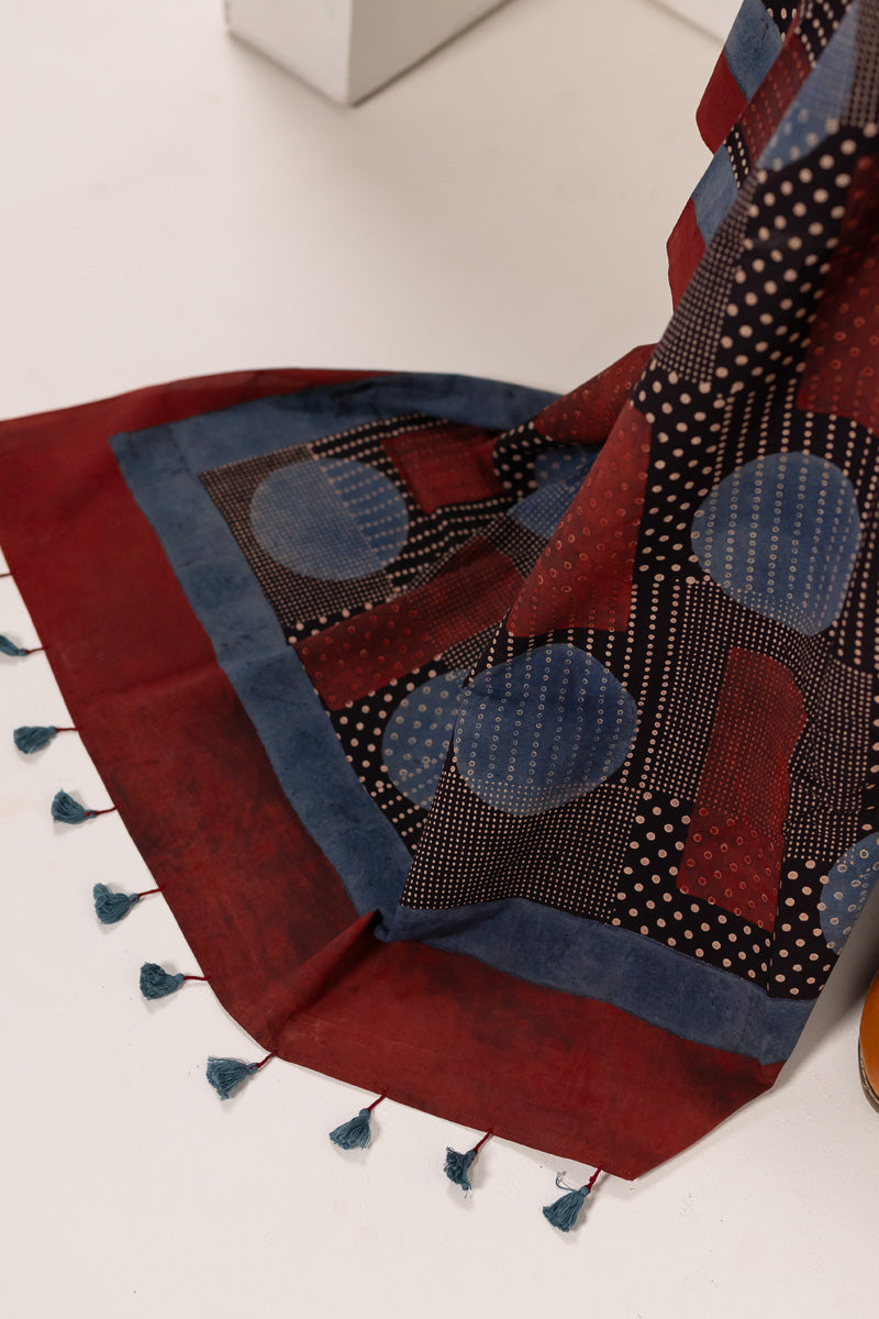 Cotton Dupatta - Polkas & Dots Black