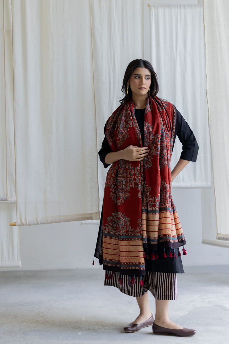 Cotton Dupatta - Kshiti Red