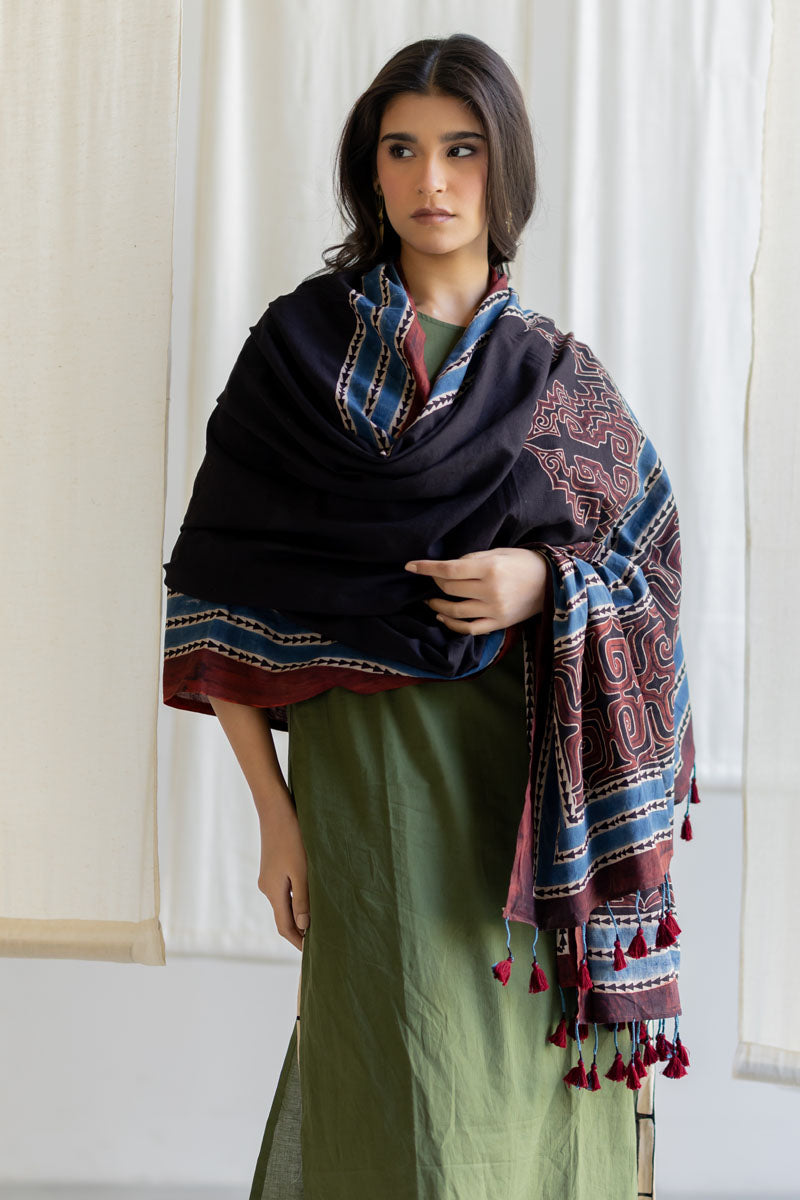 Cotton Dupatta - Prithvi Black