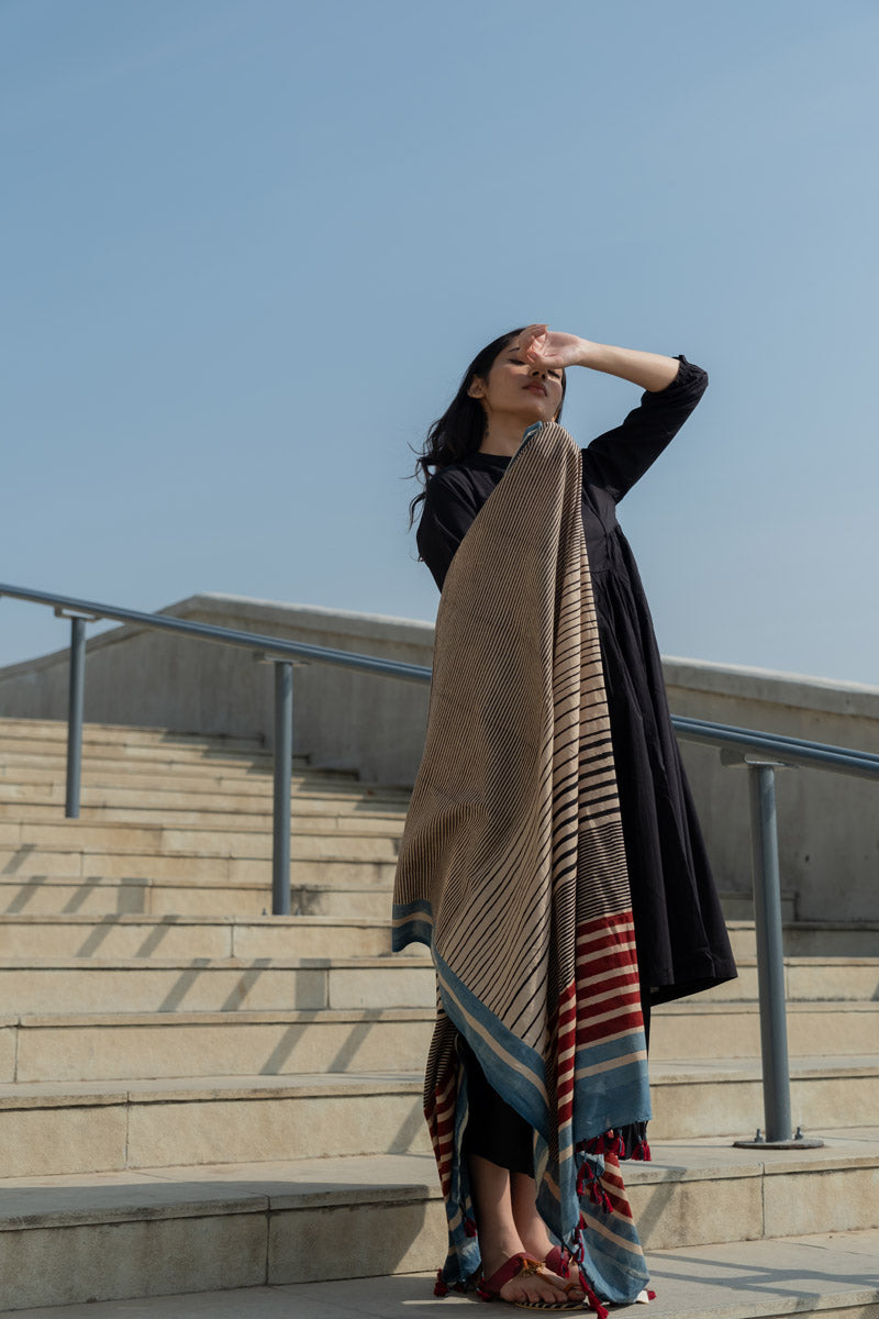 Cotton Dupatta - Stripe Gradation