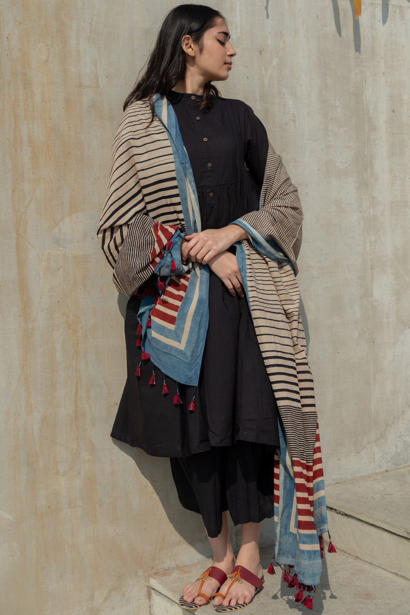 Cotton Dupatta - Stripe Gradation