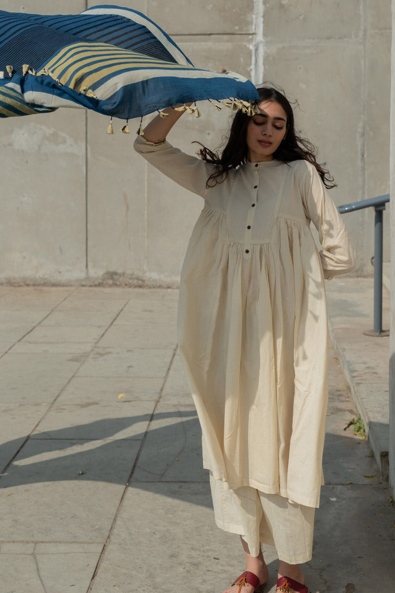 Cotton Dupatta - Indigo Stripe Gradation