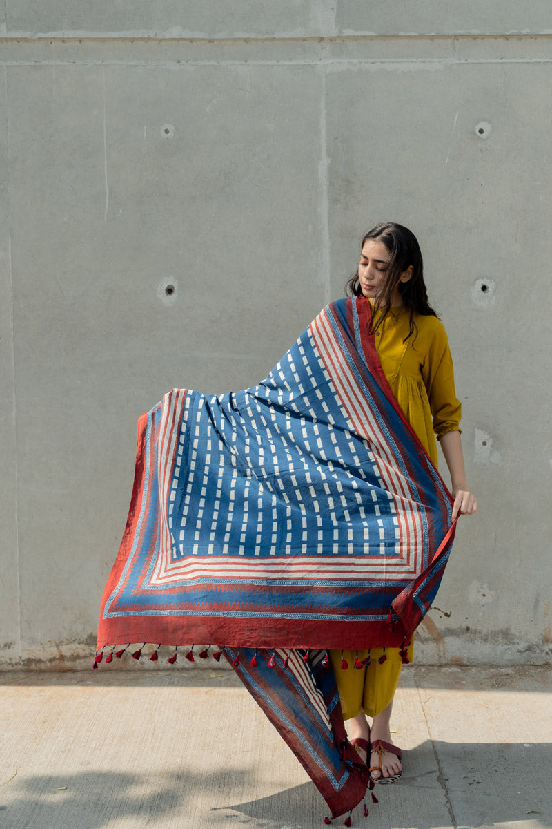 Cotton Dupatta - Indigo Runway