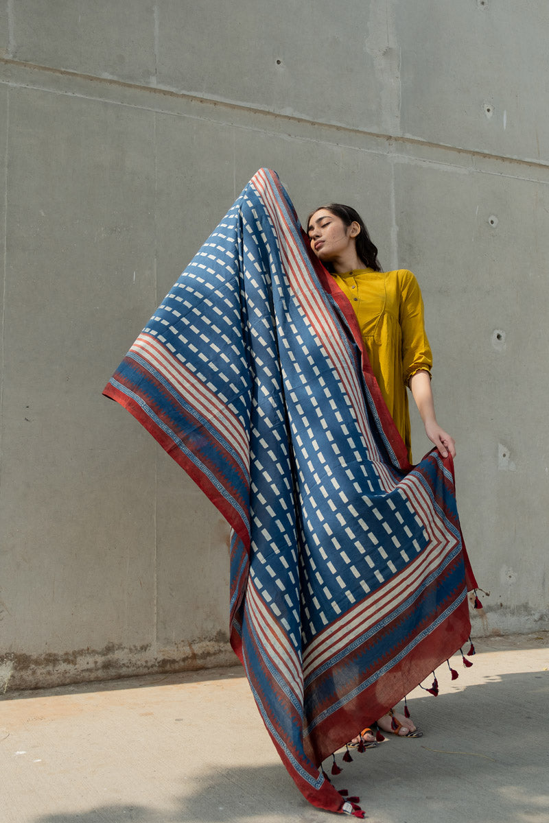 Cotton Dupatta - Indigo Runway