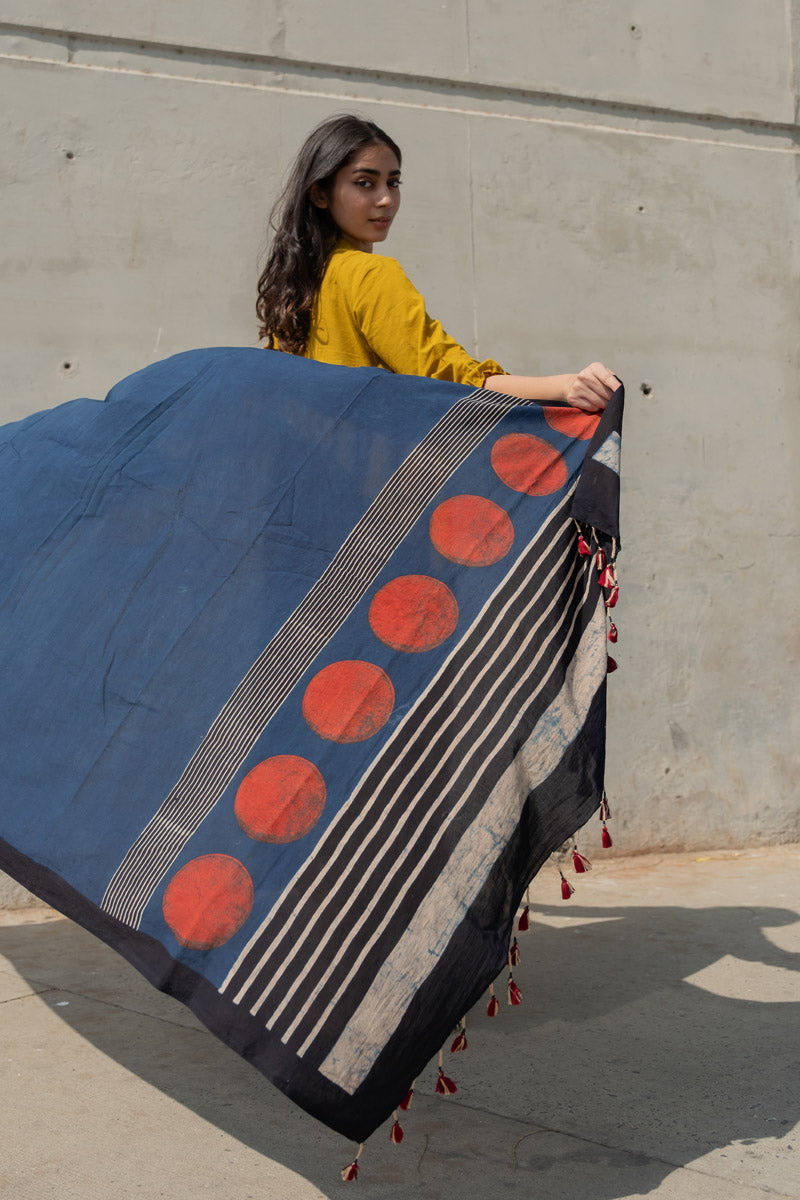 Cotton Dupatta - Indigo