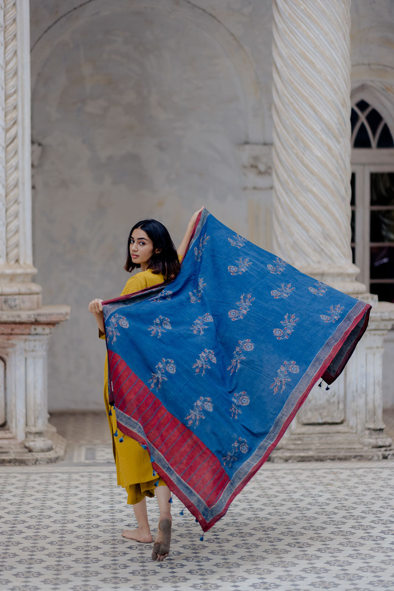 Cotton Dupatta - Indigo Iyan